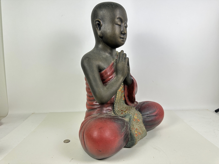 Vintage Ceramic Hand Painted Tibetan Monk 16'W x 9'D x 21'H [Photo 4]