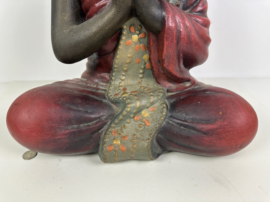 Vintage Ceramic Hand Painted Tibetan Monk 16'W x 9'D x 21'H [Photo 2]