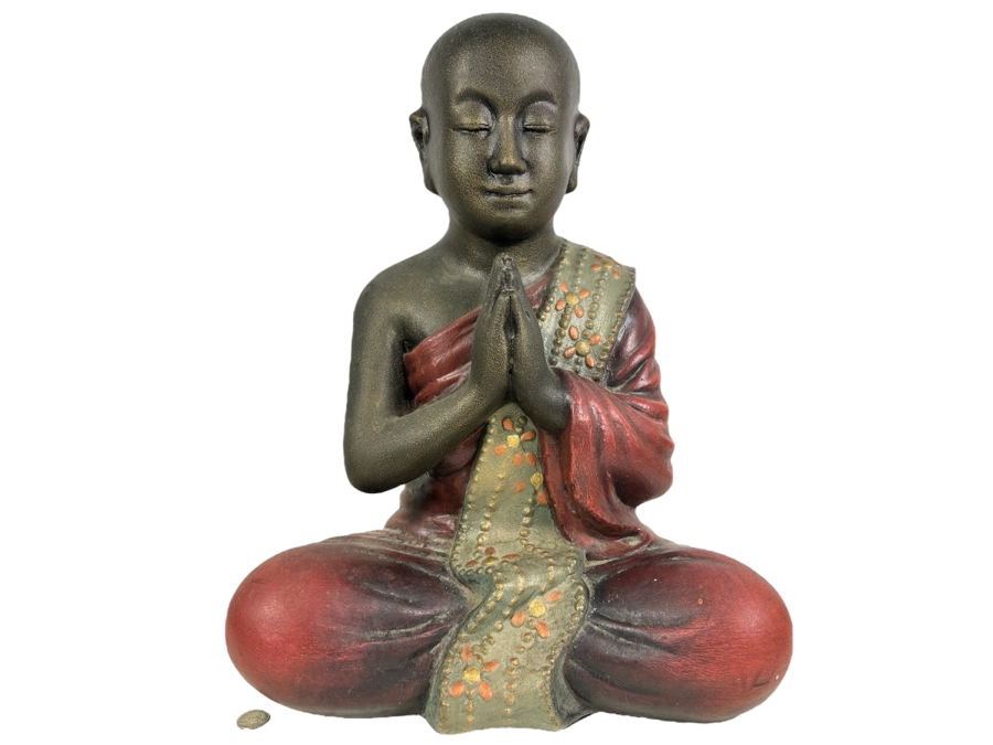 Vintage Ceramic Hand Painted Tibetan Monk 16'W x 9'D x 21'H
