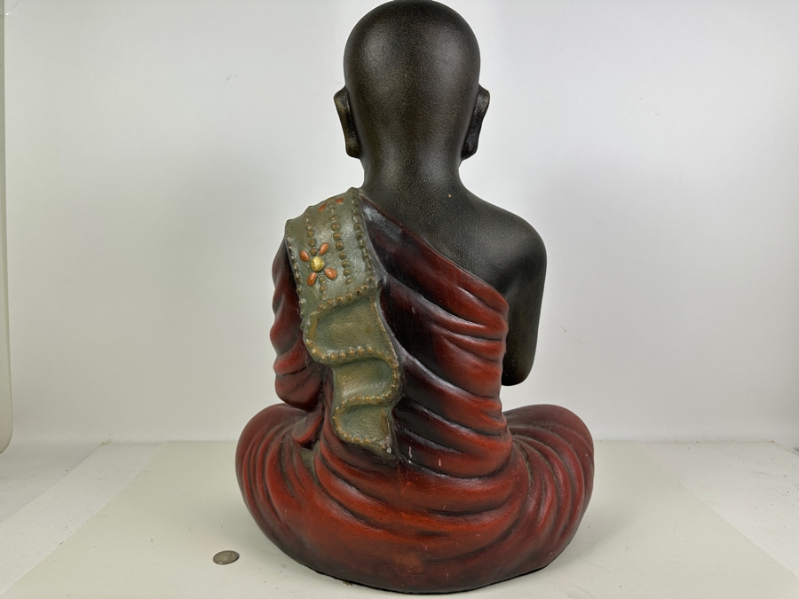 Vintage Ceramic Hand Painted Tibetan Monk 16'W x 9'D x 21'H [Photo 5]