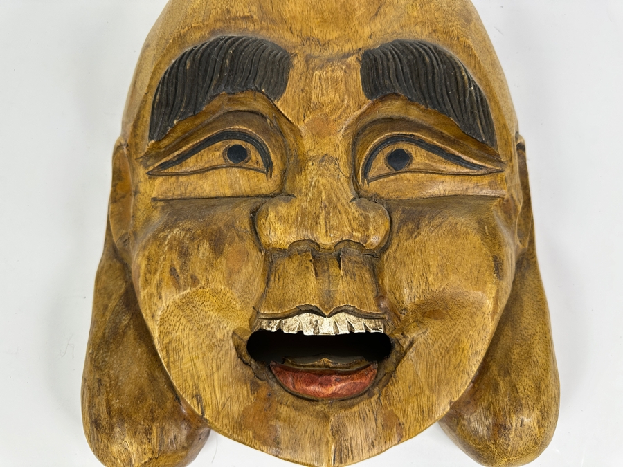 Just Added - Large Relief Carved Wooden Buddha Head 12W X 16L X 3D [Photo 4]