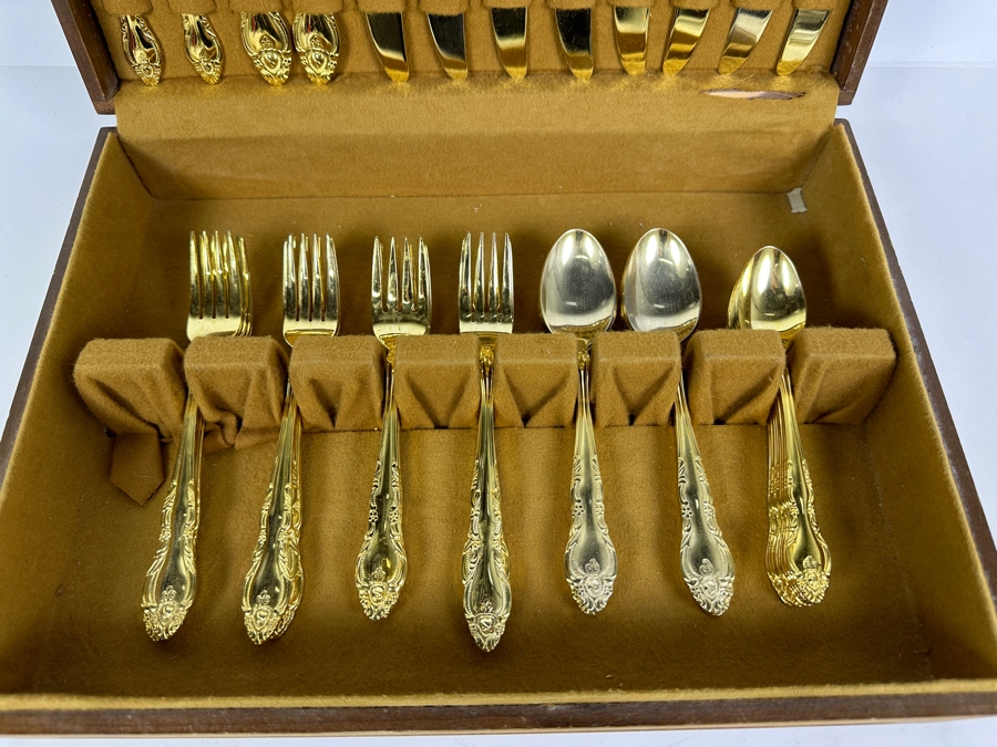 Vintage Gold Plated Northland Stainless Flatware Made in  Japan Approximate Service of 8 [Photo 2]