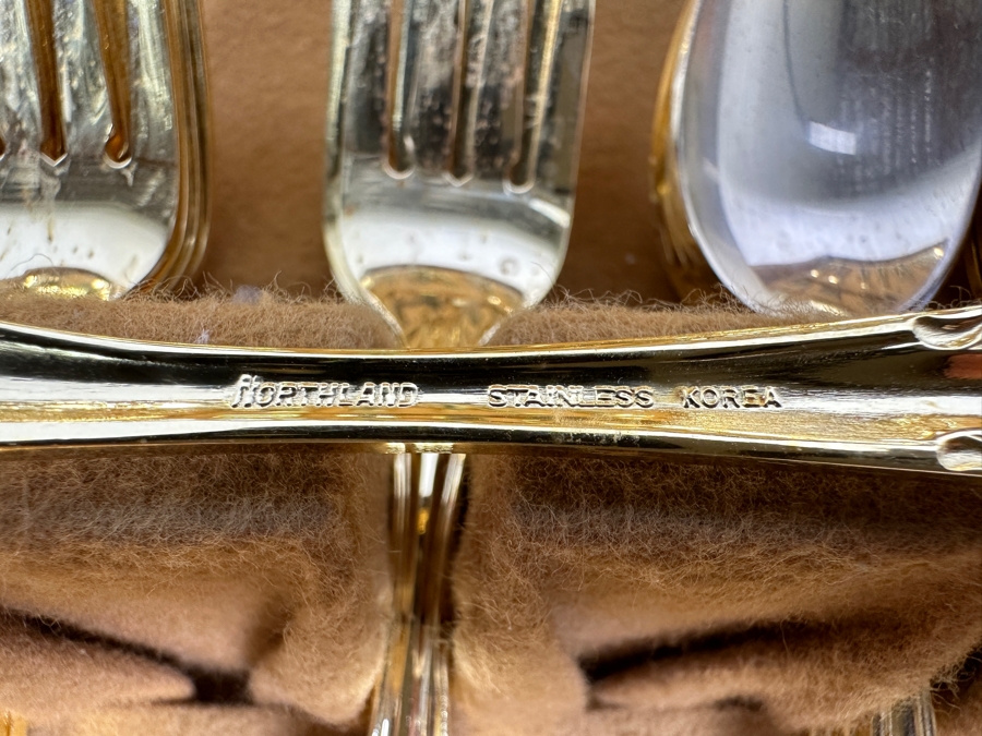 Vintage Gold Plated Northland Stainless Flatware Made in  Japan Approximate Service of 8 [Photo 4]
