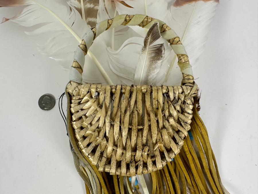 Just Added - Handmade Wall Basket With Feathers 5.5W X 7H [Photo 5]