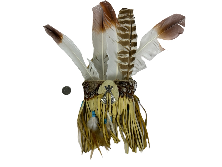 Just Added - Handmade Wall Basket With Feathers 5.5W X 7H