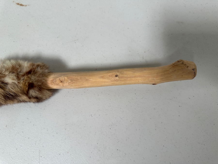 Native American Spear with Arrowhead, Fur and Vintage Silver Coins 39'L [Photo 12]