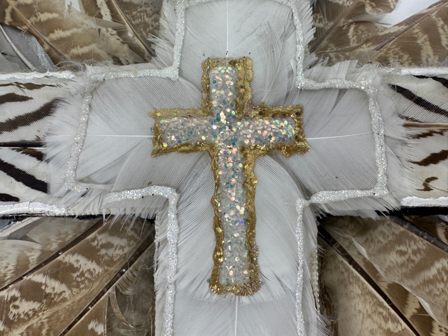 Handmade Cross with Feathers 15 x 22 [Photo 5]