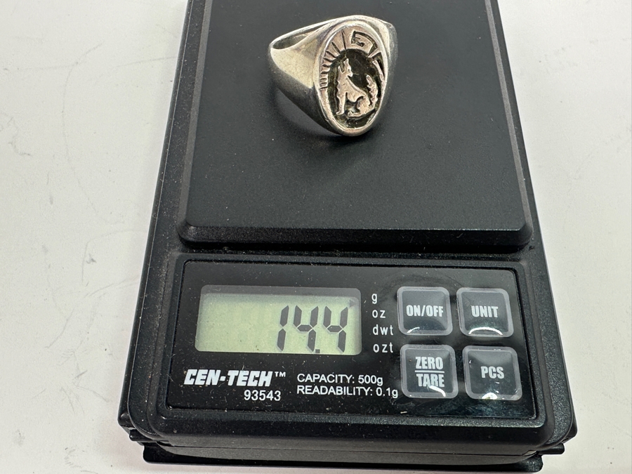 American Indian Sterling Silver Coyote Calvin Peterson Ring Size 12.5 14.4g [Photo 7]