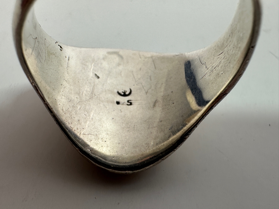 American Indian Sterling Silver Coyote Calvin Peterson Ring Size 12.5 14.4g [Photo 4]