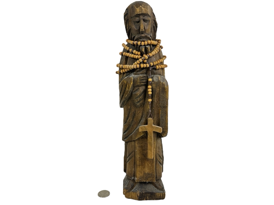 Wooden Hand-Carved Monk 14'H [Photo 1]