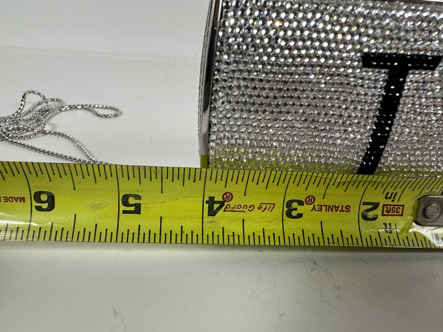 Judith Leiber Pushlock Micro Mini Crystal Crossbody Monogramed Clutch [Photo 9]
