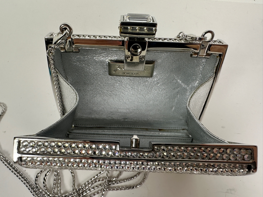 Judith Leiber Pushlock Micro Mini Crystal Crossbody Monogramed Clutch [Photo 7]