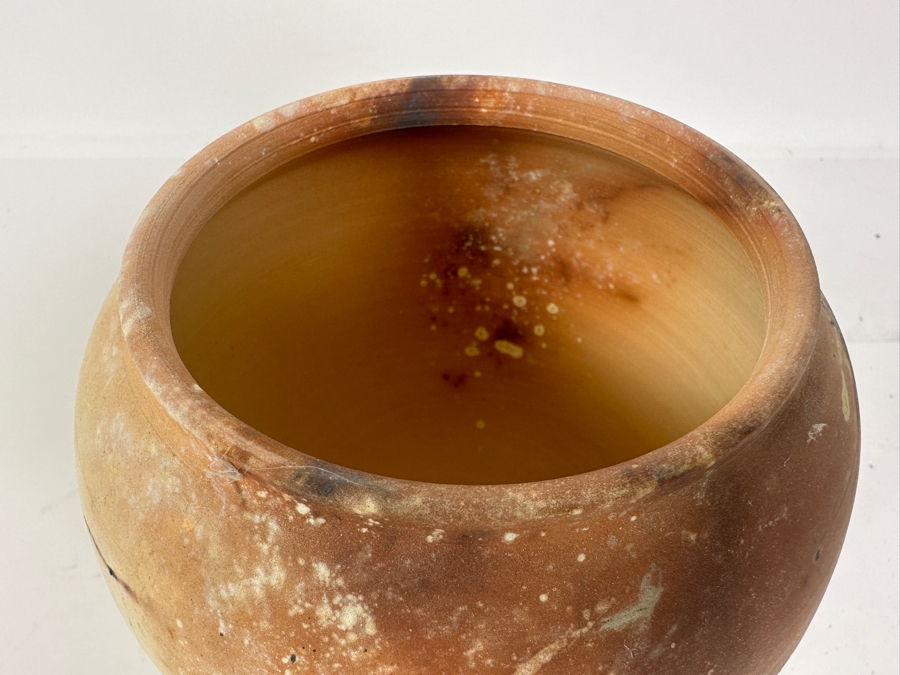 Just Added - Signed Pottery With Lid And Bamboo Finial 8H [Photo 3]