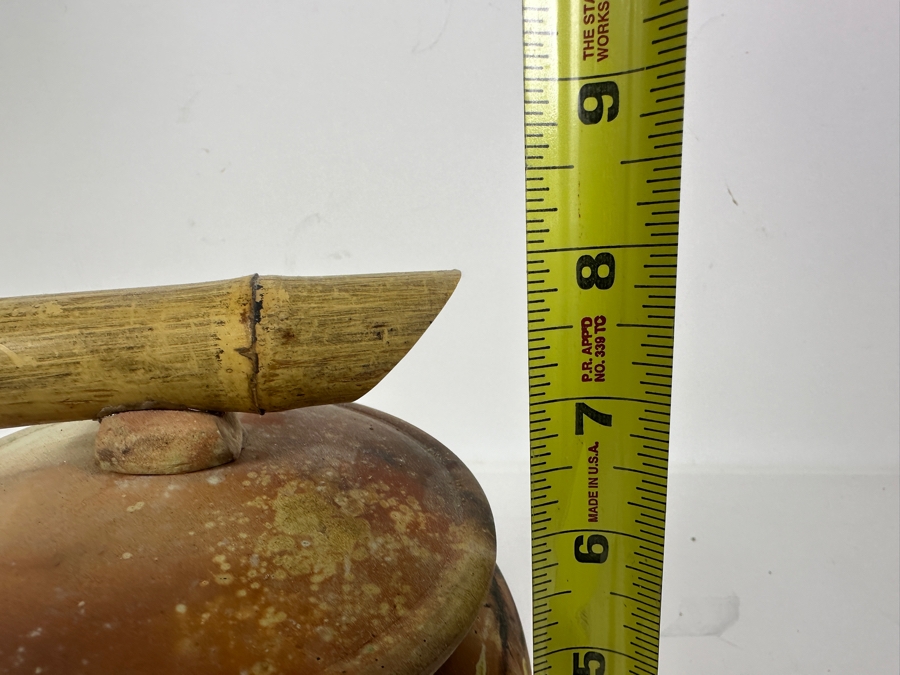 Just Added - Signed Pottery With Lid And Bamboo Finial 8H [Photo 8]