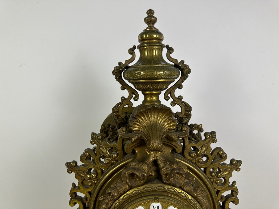 Vintage Ornate French Style Brass Mantle Clock - Needs Servicing 14'W x 7'D x 24'H [Photo 4]
