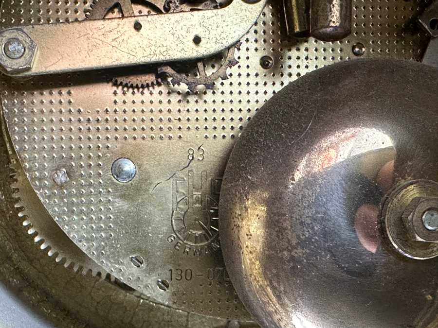 Vintage Ornate French Style Brass Mantle Clock - Needs Servicing 14'W x 7'D x 24'H [Photo 8]