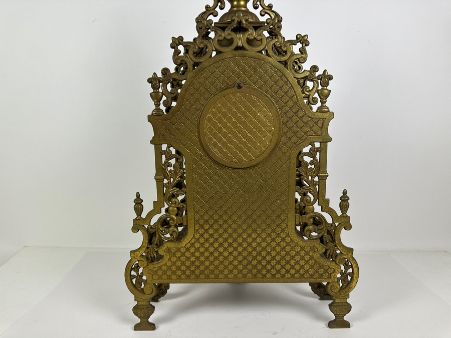 Vintage Ornate French Style Brass Mantle Clock - Needs Servicing 14'W x 7'D x 24'H [Photo 6]