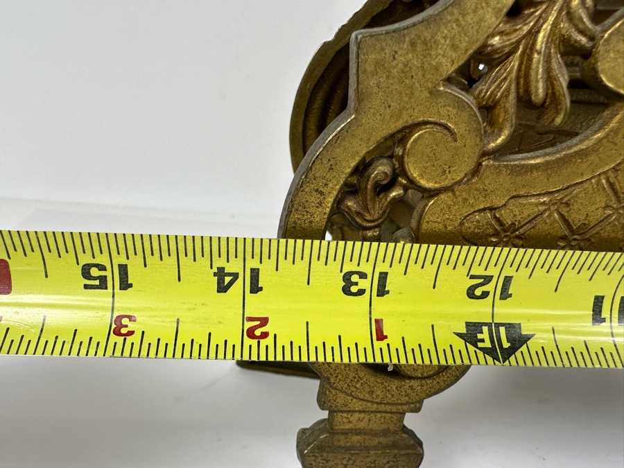 Vintage Ornate French Style Brass Mantle Clock - Needs Servicing 14'W x 7'D x 24'H [Photo 10]
