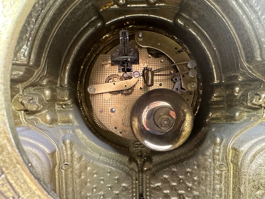 Vintage Ornate French Style Brass Mantle Clock - Needs Servicing 14'W x 7'D x 24'H [Photo 7]