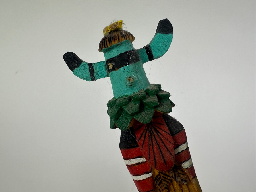 Just Added - Pair Of Vintage Carved Wooden Kachina Dolls Signed Underneath 19H [Photo 6]