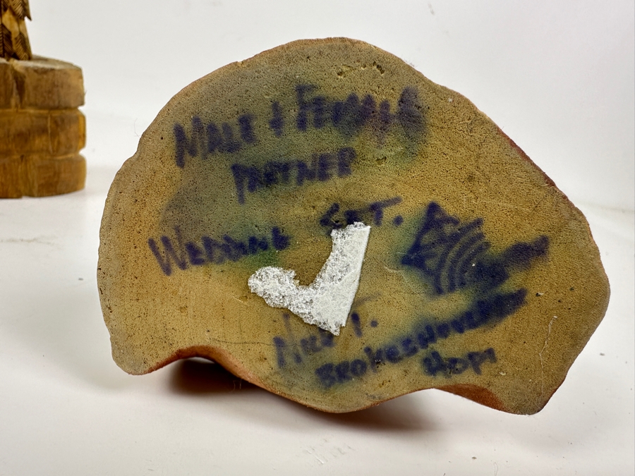 Just Added - Pair Of Vintage Carved Wooden Kachina Dolls Signed Underneath 19H [Photo 8]