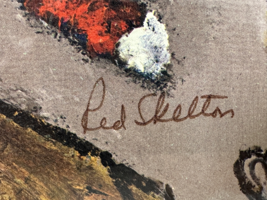 Red Skelton 'Indian Clown' Native American Head Dress Hand-Signed Print 21.5 x 25.5 [Photo 4]