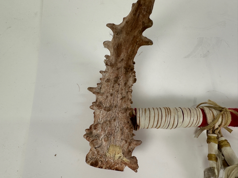 Native American Peace Pipe with Beadwork and Feathers 24' [Photo 2]