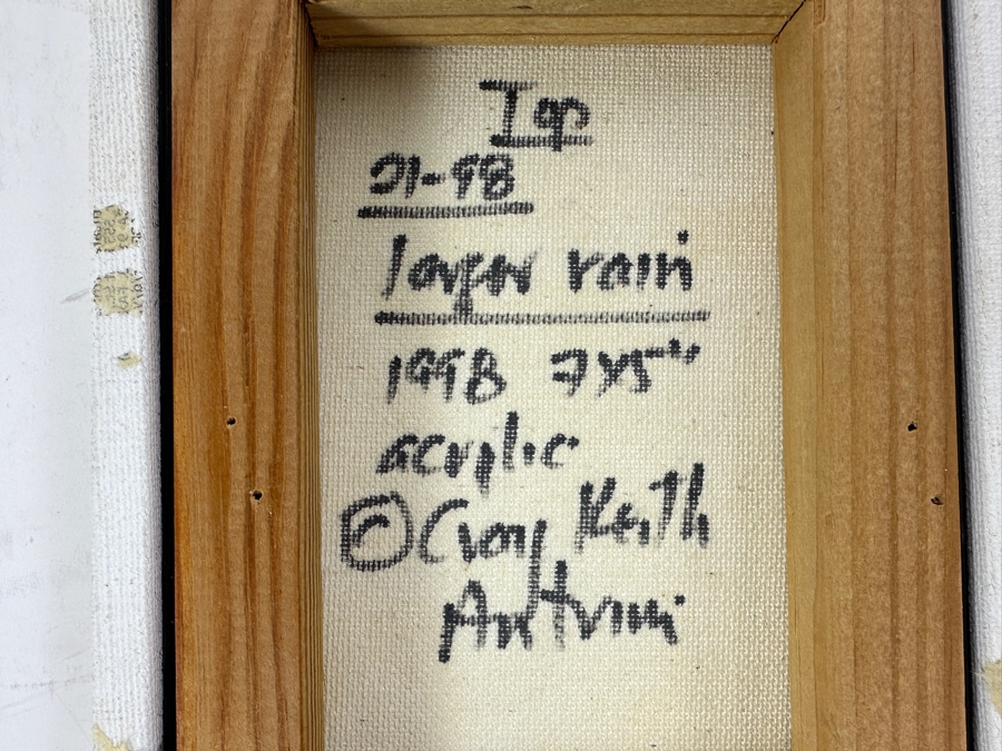 Just Added - Craig Keith Antrim (Born 1942, American) 1998 Original Acrylic Mixed Media Painting Titled 'Larger Rain' 5 X 7 [Photo 4]