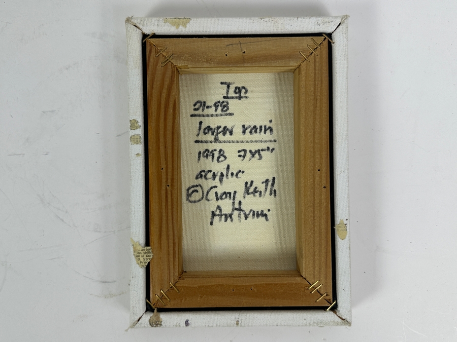 Just Added - Craig Keith Antrim (Born 1942, American) 1998 Original Acrylic Mixed Media Painting Titled 'Larger Rain' 5 X 7 [Photo 3]