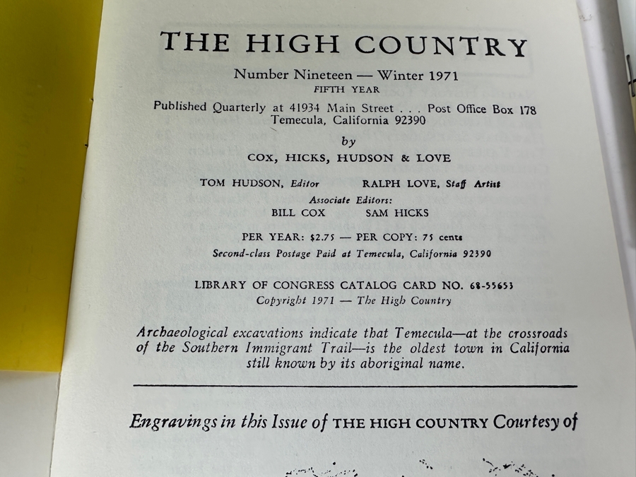 Just Added - Collection of Temecula Valley Museum's The High Country Historical Periodicals 1971-2009 [Photo 7]