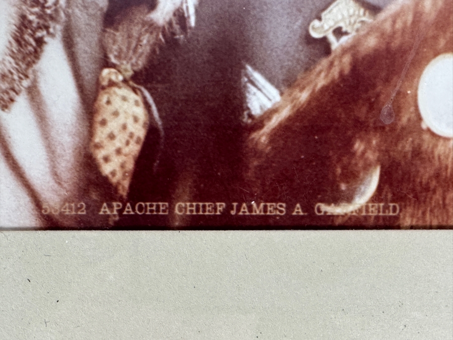 Just Added - Vintage William Henry Jackson (1843-1942) Photo-Cromo Photolithographic Print Of Native American Apache Chief James A. Garfield Copyright 1899 By Detroit Photographic Co 7.5 X 9.5 Framed [Photo 5]