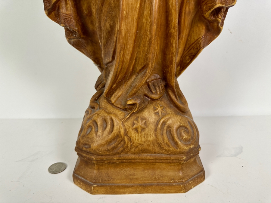 Madonna Lawn and Garden Statue Industrial Grade Plastic with Painted Wood Stain Finish with Plug for Weighing Down 24'H [Photo 3]