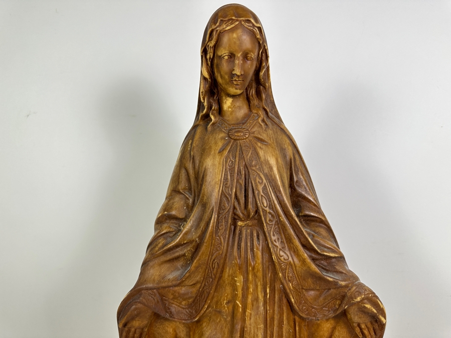 Madonna Lawn and Garden Statue Industrial Grade Plastic with Painted Wood Stain Finish with Plug for Weighing Down 24'H [Photo 2]