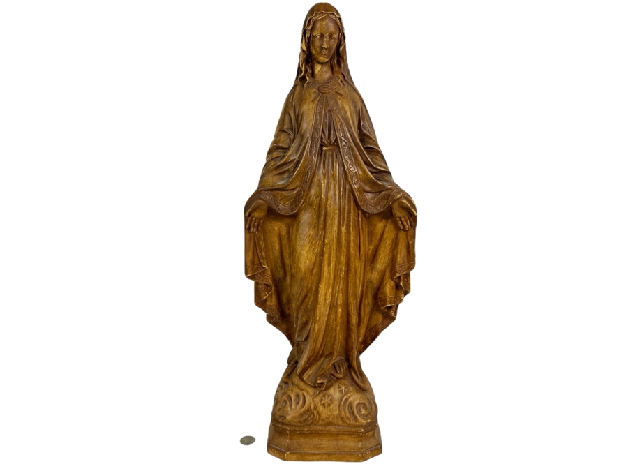 Madonna Lawn and Garden Statue Industrial Grade Plastic with Painted Wood Stain Finish with Plug for Weighing Down 24'H [Photo 1]