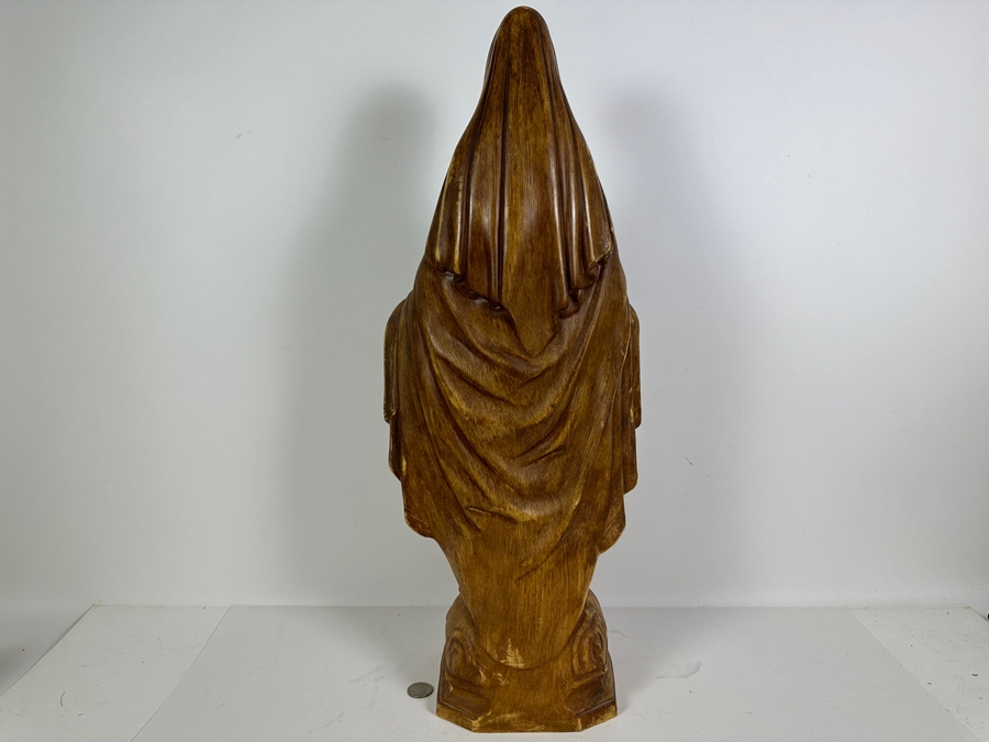 Madonna Lawn and Garden Statue Industrial Grade Plastic with Painted Wood Stain Finish with Plug for Weighing Down 24'H [Photo 5]