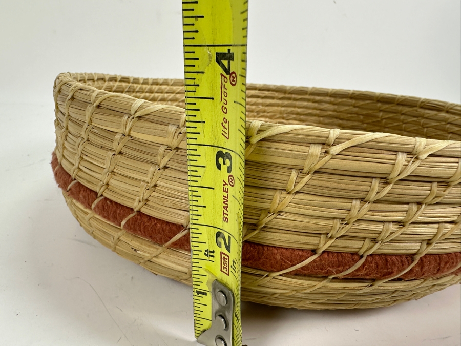 Just Added - Vintage Handmade Basket With Agate Center And Three Carved Stone Bears 11W X 3.5H [Photo 10]