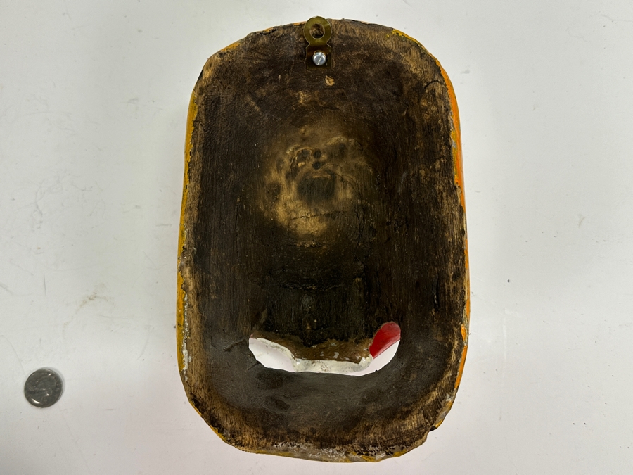 Just Added - Old Hand Carved Wooden Polychrome Mexican Folk Art Mask 6W X 9H X 5D [Photo 4]