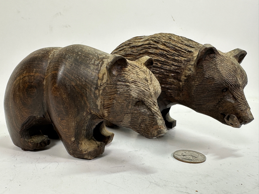 Set of Hand Carved Wooden Bears 5.25W and 6.5W [Photo 2]