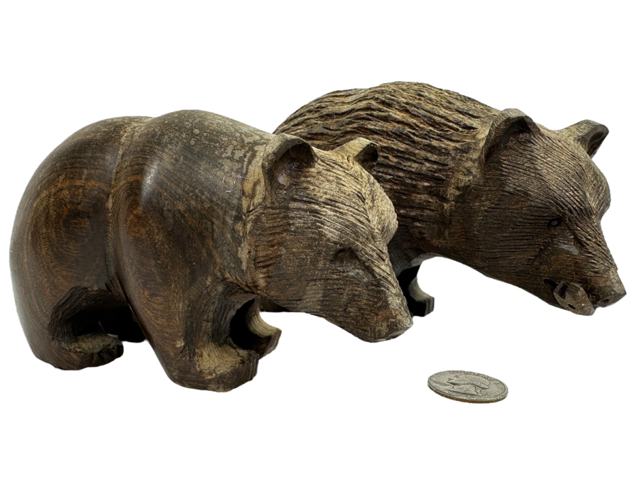Set of Hand Carved Wooden Bears 5.25W and 6.5W [Photo 1]