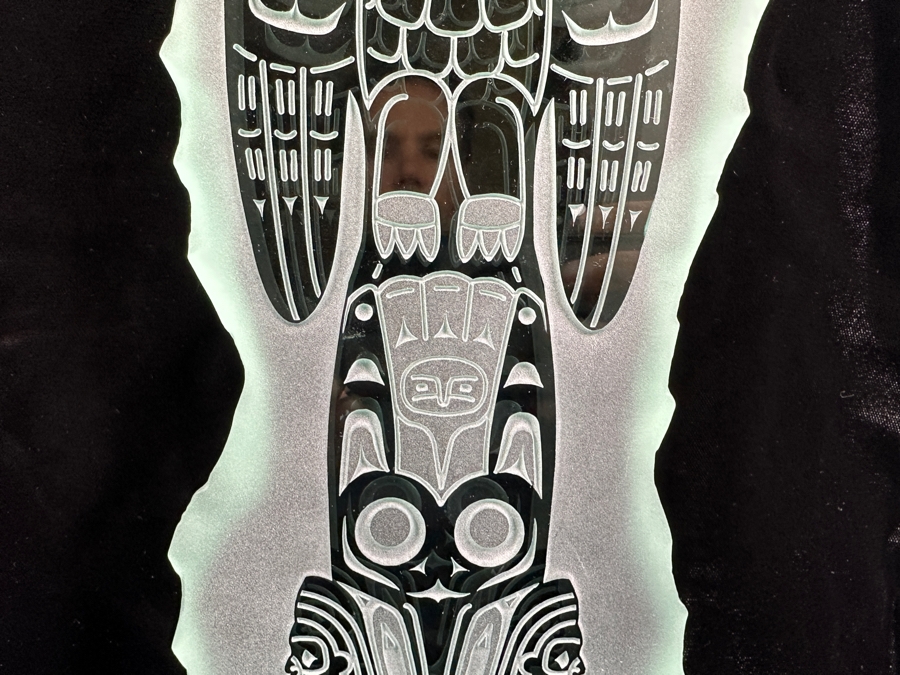 Just Added - Etched Glass Totem Sculpture Pacific Northwest Coast 14H [Photo 3]