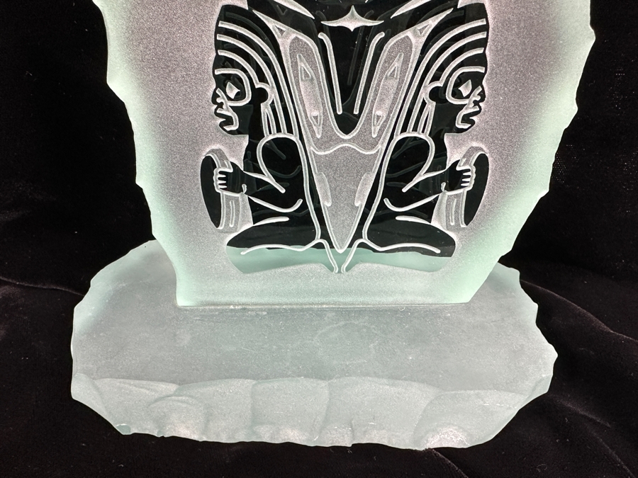 Just Added - Etched Glass Totem Sculpture Pacific Northwest Coast 14H [Photo 5]