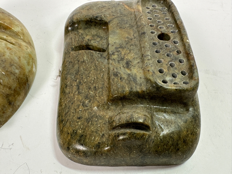 Just Added - Pair Of Inuit Eskimo Carved Soapstone Sculptures Signed Norman 3.5L [Photo 3]