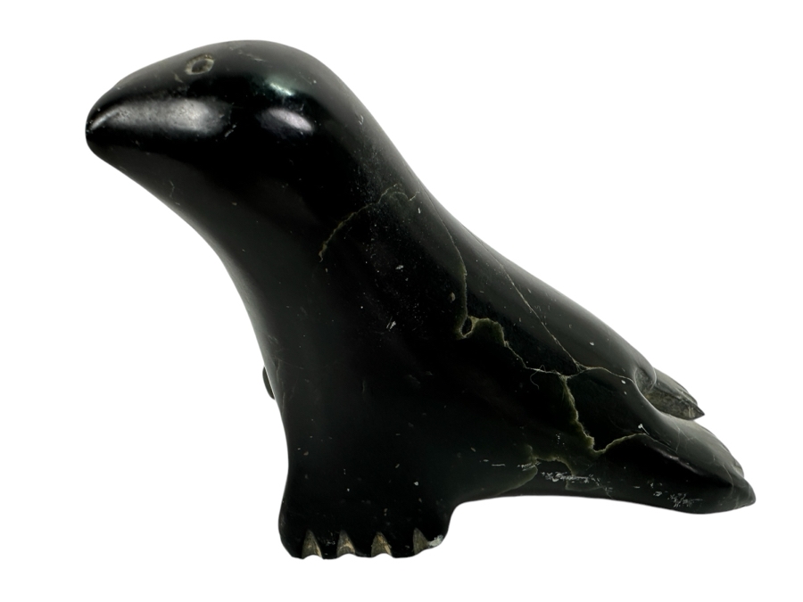 Just Added - Inuit Eskimo Carved Soapstone Seal 5W X 3.5H