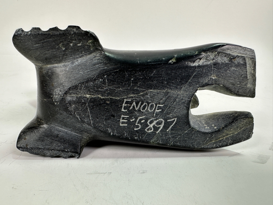 Just Added - Inuit Eskimo Carved Soapstone Seal 5W X 3.5H [Photo 7]