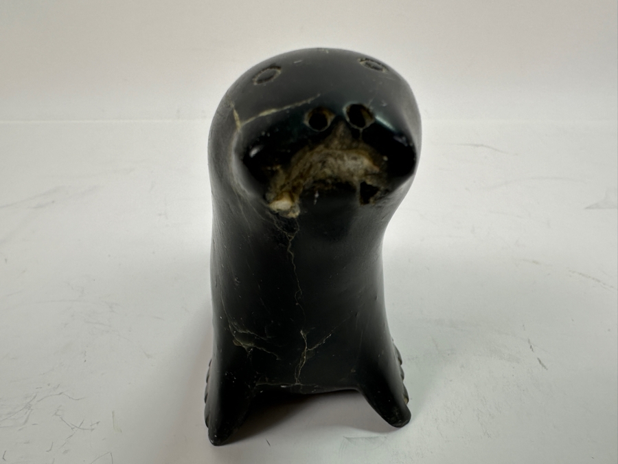 Just Added - Inuit Eskimo Carved Soapstone Seal 5W X 3.5H [Photo 6]