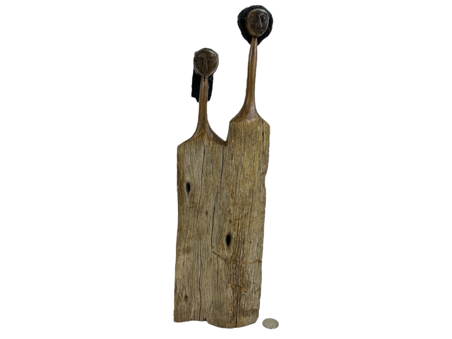 African Man and Woman Wooden Sculpture