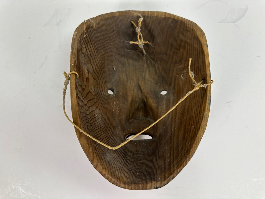 Just Added - Pacific Northwest Coast Tlingit Haida Female Portrait Mask Carved Cedar With Abalone Lip Labret 7W X 10H X 5D [Photo 7]