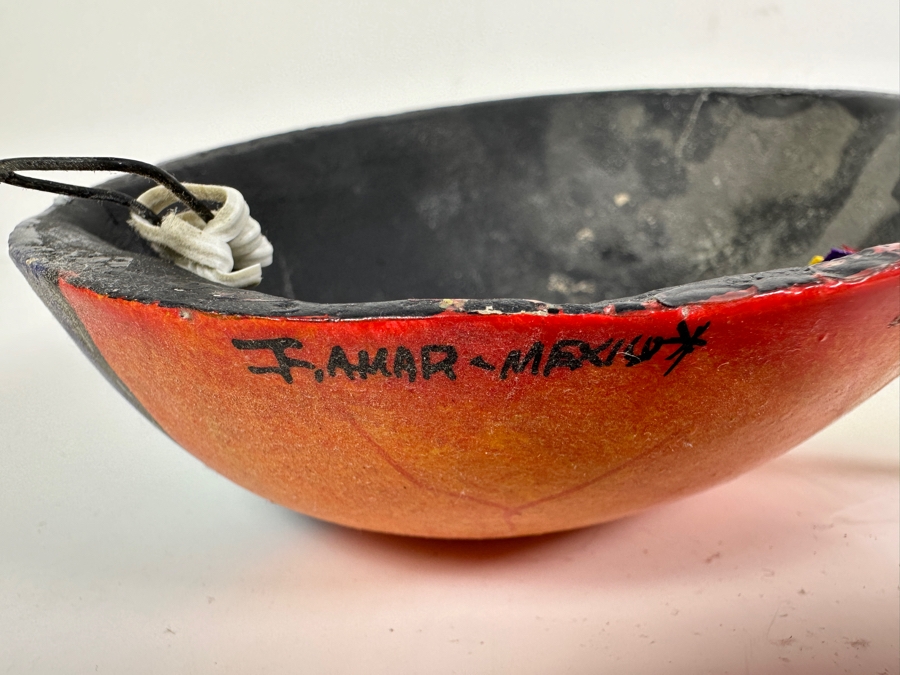 Colorful Hand-Painted Ceramic Mask Signed F. Amar Mexico 9'H [Photo 3]