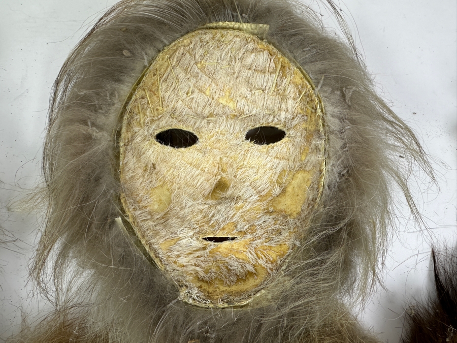 Just Added - Alaska (Anaktuvuk) Inuit Masks With Caribou Hide Men, Women & Children - 6 Masks [Photo 8]