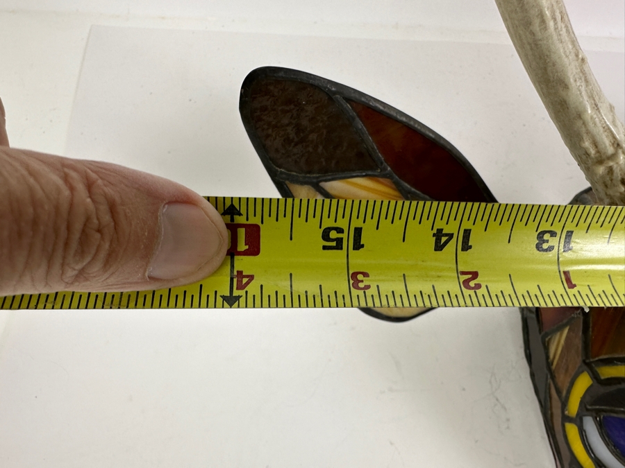 Stained Glass Deer Lamp with Real Antlers And Skull 16'W x 12'H x 13'D [Photo 14]